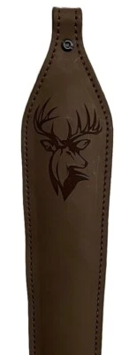 Genuine LEATHER RIFLE SLING Deer Head Design - Padded, Adjustable BRN BLK  TAN - Image 1 of 4