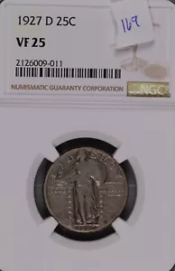 1927-D Standing Liberty Silver Quarter NGC VF-25 #9-011 - Picture 1 of 2