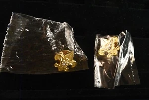 BSA: DOS ALFILERES DE SOLAPA CON LOGOTIPO SCOUT DORADO con PIEDRAS PRECIOSAS BLANCAS en CENTRO - Imagen 1 de 5