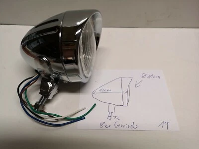 Scheinwerfer H4 mit Schirm Chrom ø 11 cm Harley Custom (19) - Bild 1 von 3