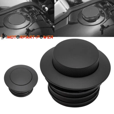 Tapa de gasolina ventilada de montaje empotrado negro para Harley Dyna Softail FXS Foto 1 de 4