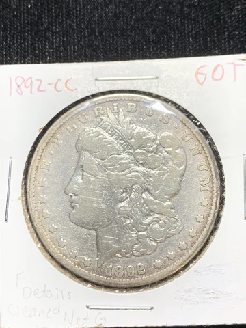 1892-CC MORGAN SILVER DOLLAR F+ DETAILS Cover