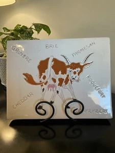Vtg Ceramic Cheese Platter Sigma Taste Setter Cow Italy Country Kitchen Unique - Picture 1 of 17