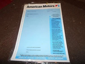 1970 1971 AMC AMX JAVELIN RAMBLER HORNET PACER REBEL BLANK WINDOW STICKER NEW - Picture 1 of 1
