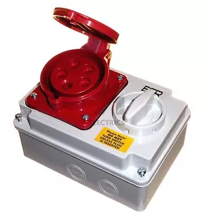 32A 5 Pin Interlock Socket Switch 32 Amp 415V Weatherproof IP44 3P+N+E 3 Phase - Picture 1 of 10