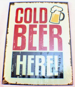 Cold Beer Here Vintage Distressed Detail Decor Metal Sign New #34689 - Picture 1 of 1