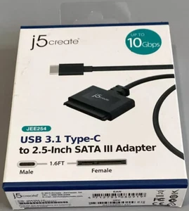 J5 Create USB 3.1 Type-C to 2.5" SATA III Adapter for Mac and Windows #JEE254 - Picture 1 of 2