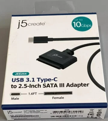 J5 Create USB 3.1 Type-C to 2.5" SATA III Adapter for Mac and Windows #JEE254 - Image 1 of 2
