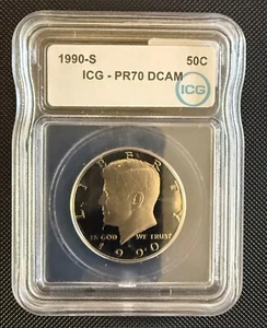 1990-S Kennedy Half Dollar Proof ICG PR70 DCAM - Bild 1 von 2
