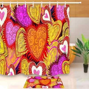 Red Heart Beating Waterproof Bath Polyester Shower Curtain Liner Water Resistant - Bild 1 von 8