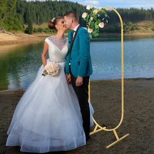 1,7 m Hochzeit Ständer Bogen Hintergrund Gold Blumen Rahmen Gestell Zeremonie Veranstaltungsort Dekor - Bild 1 von 12