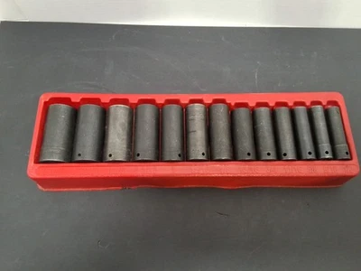 Snap On 13pc 1/2Drive 6 Point SAE Flank Drive Deep Impact Socket Set 1/2 - 1'1/4 - Image 1 of 4