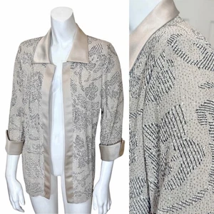 Vintage 90’s SILVER SATIN GLITTER JACKET S Blazer Y2K Millennium Party Metallic - Picture 1 of 6