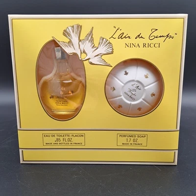 Винтажный подарочный набор Nina Ricci L'Air du Temps туалетная вода брызги 0,85 унц мыло 1,7 унц - Изображение 1 из 3