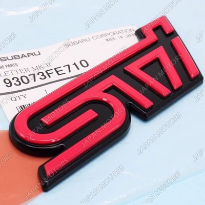 Genuine OEM Subaru WRX STi 2005 Rear Trunk Pink & Black Emblem Badge 93073FE710 - Image 1 of 4