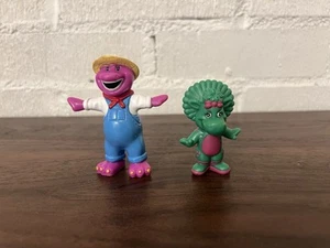 Vintage Barney & Friends PVC Figures Farmer Barney & Baby Bop Cake Toppers - Picture 1 of 5