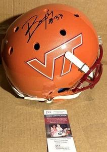 BHAYSHUL TUTEN SIGNED Orange Full Size Helmet JSA COA Virginia Tech Hokies - Picture 1 of 5