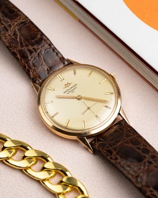 Reloj de vestir vintage de oro 18K Movado automático estuche Favre y Perret años 50 para hombre Foto 1 de 4