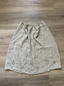 Vintage 100% Silk Beaded Ivory Beige Short Mini Skirt Size 14 Embellished Lining - Picture 1 of 5