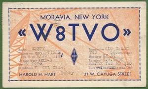Moravia, NY - QSL - Amateurfunk Postkarte 1941 - W8TVO - Bild 1 von 2
