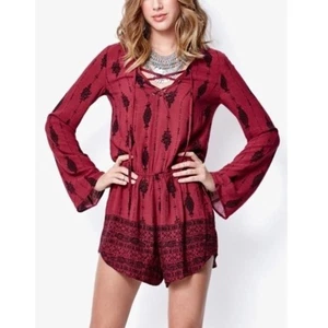 Kendall + Kylie Red Boho Gypsy Romper NWT Size Small - Picture 1 of 16