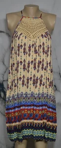 SHEIN Butter Yellow Multicolor Print Sleeveless Dress XL 12 Woven Neckline - Picture 1 of 9
