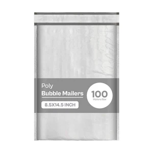 100 8.5x14.5 Poly Bubble Lined Mailers Padded Envelopes Mail Bags 8.5 x 14.5 - Picture 1 of 6