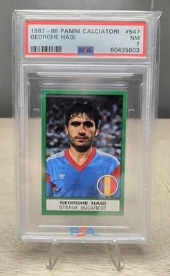 1987-88 Panini Calciatori #547 Gheorghe Hagi Rookie Sticker Card PSA 7 RC Steaua - Image 1 of 2