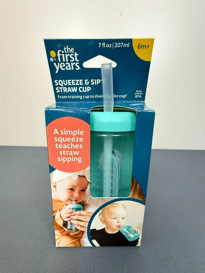 Tazas de paja exprimibles para niños pequeños The First Years Squeeze & Sip 6 Mos Foto 1 de 4