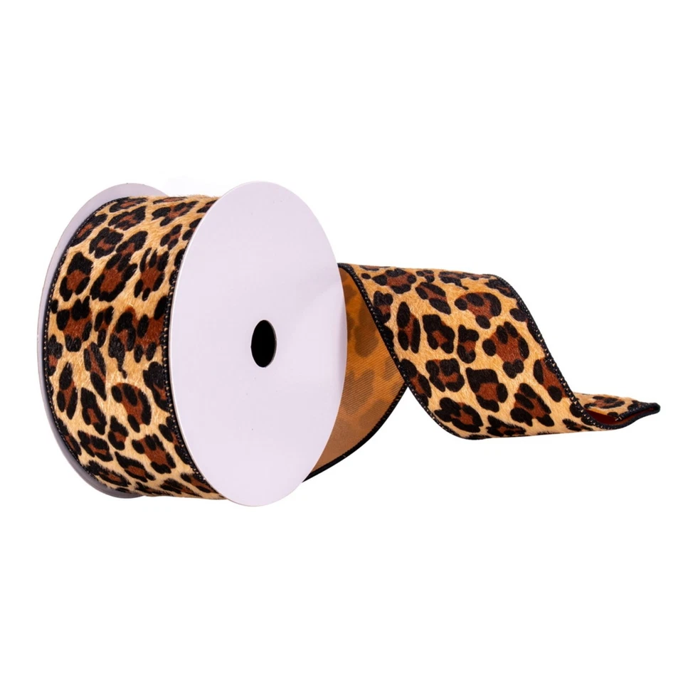 2.5"x10yd Tan Leopard Print Ribbon - Image 1 of 1