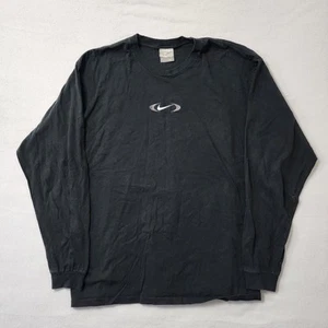 Vintage Y2k Nike Center Swoosh Shirt Men XL Black Embroidered Long Sleeve Skater - Picture 1 of 7