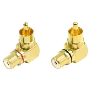 Adaptador de ángulo recto RCA, 90 grados chapado en oro AV estéreo macho a hembra conexión... - Imagen 1 de 6
