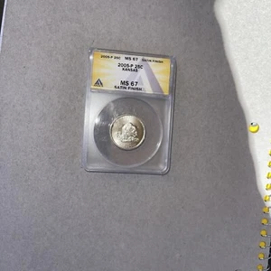 2005-P Washington Quarter- Kansas Satin Finish Certified MS67 by ANACS - Picture 1 of 1