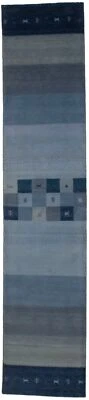 3X13 ft Handmade Stripes Modern Design Runner Rug Contemporary Hallway Carpet - Image 1 of 4
