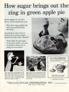 Estampado publicitario vintage FOOD Sugar saca a relucir el Zing en pastel de manzana verde 1961 - Imagen 1 de 1