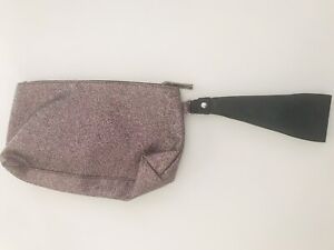 New Mary Kay Shimmer Cosmetics Makeup Wristlet Bag Pink Black  Zipper Logo