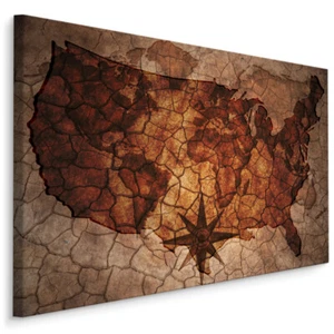 CANVAS Leinwand Bilder XXL Wandbilder Kunstdruck Karte USA Alt Gemalt Risse 263 - Bild 1 von 4