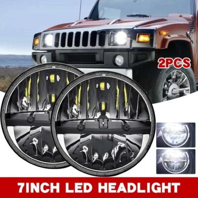 2X LKW 7'' LED Front Scheinwerfer Fernlicht Abblendlicht IP68 E24 für HUMMER H2 - Bild 1 von 4