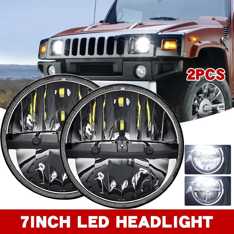 2X LKW 7'' LED Front Scheinwerfer Fernlicht Abblendlicht IP68 E24 für HUMMER H2 - Bild 1 von 4