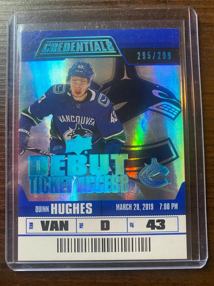 A74,950 - 2019-20 Upper Deck Credentials #149 Quinn Hughes/299 RC - Image 1 of 1