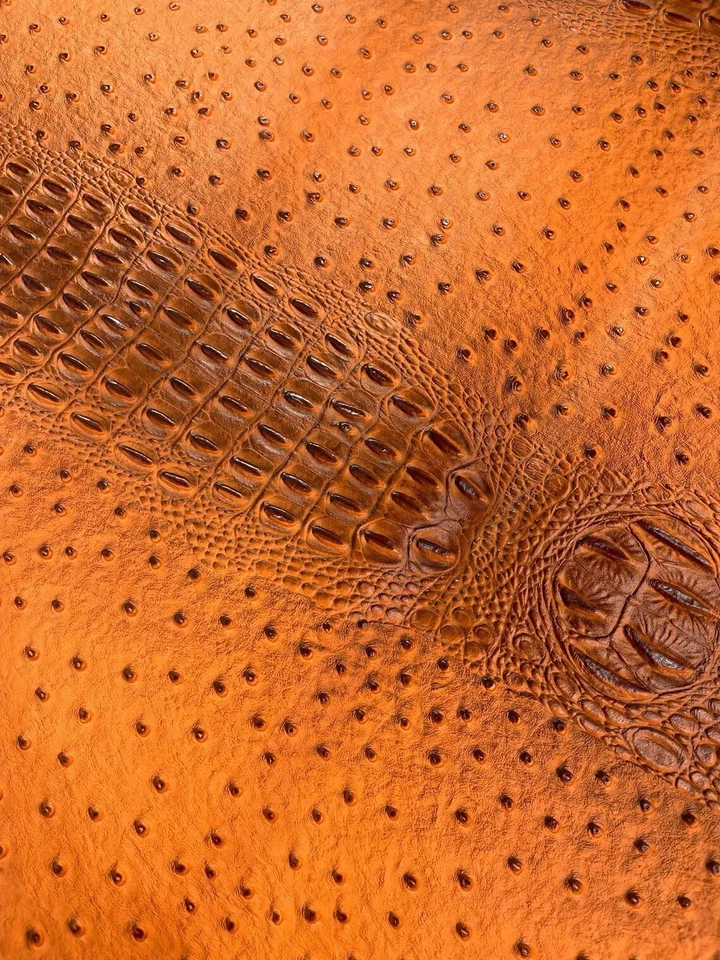 54英寸宽3D鳄鱼/鸵鸟纹理人造皮革乙烯基织物按码分类 — 第 1/1 张图片