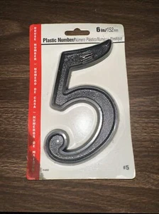 HILLMAN GROUP INC 6-INCH PLASTIC HOUSE NUMBER # 5 COLE 844045 (152MM) W SCREWS - Picture 1 of 4