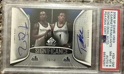 2006-07 SP Game Used Kevin Garnett/Rashad McCants Dual Auto #26/50 PSA 8 Auto 9  - Image 1 of 3
