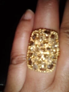 5.00 CARATS CHAMPAGNE DIAMOND CLUSTER RING IN GOLD. SIZE-7 - Picture 1 of 10