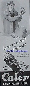 REKLAME CALOR ELEKTRISCHES RASIERMESSER DES MODERNEN MEN VON 1949 FRANZÖSISCH AD PUB - Bild 1 von 1