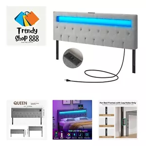 Headboard for Queen Size Bed with 60,000 DIY Color of LED Light, USB & Type C... - Picture 1 of 9
