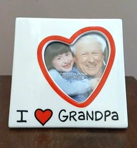 Lorrie Veasey Our Name Is Mud I Love Grandpa Heart Photo Picture Ceramic Frame - Imagen 1 de 8