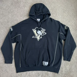 Felpa con cappuccio Pittsburgh Penguins 2011 Majestic NHL uomo XL nera logo a quadri e maniche - Foto 1 di 14