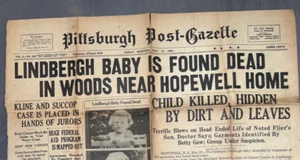 Periódico de secuestro Charles Lindbergh bebé encontrado muerto oculto por tierra y hojas - Imagen 1 de 11