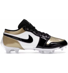 Men's 13  NIB Nike Air Jordan 1 Low TD FJ6245-701 Football Cleats Gold Toe Black - Picture 1 of 11
